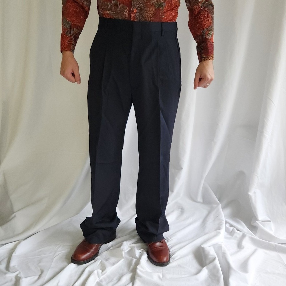 80s‎ Deadstock Navy Blue Pleated Trousers